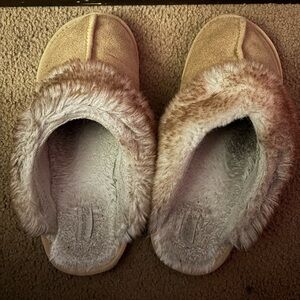 Brown Slip on Fuzzy shoes